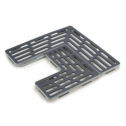 Picture of Joseph Joseph SinkSaver Adjustable Sink Protector Mat Two Grid Sections Fits Different Drain Positions Non-Slip, Gray
