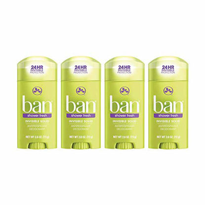Picture of Ban Shower Fresh 24-hour Invisible Antiperspirant, 2.6oz Solid Deodorant, Underarm Wetness Protection, with Odor-fighting Ingredients