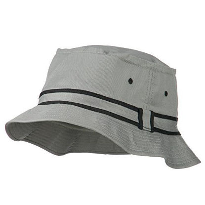 Picture of e4Hats.com Striped Hat Band Fisherman Bucket Hat - Grey Black S-M