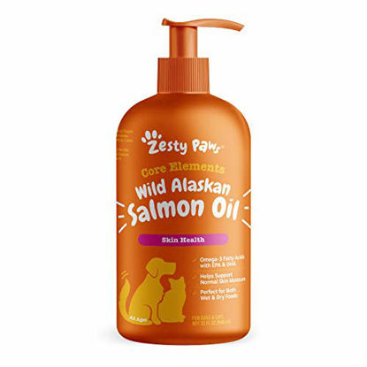 Picture of Pure Wild Alaskan Salmon Oil for Dogs & Cats - Supports Joint Function, Immune & Heart Health - Omega 3 Liquid Food Supplement for Pets - Natural EPA + DHA Fatty Acids for Skin & Coat - 32 FL OZ