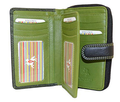 Picture of Visconti CD22 Ladies Leather Holder Wallet/Purse (Black/Green)
