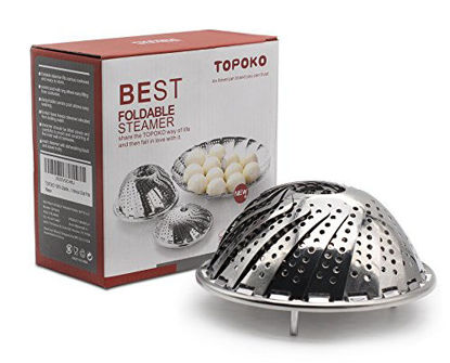 Picture of TOPOKO Vegetable Steamer Basket, Fits Instant Pot Pressure Cooker 5/6 QT and 8 QT, 18/8 Stainless Steel, Folding Steamer Insert For Veggie Fish Seafood Cooking, Expandable to Fit Various Size Pot
