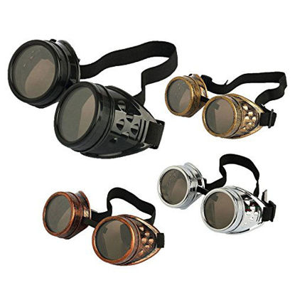 Picture of eoocvt 4pcs Retro Vintage Victorian Steampunk Goggles Glasses Welding Cyber Punk Gothic Cosplay Sunglasse