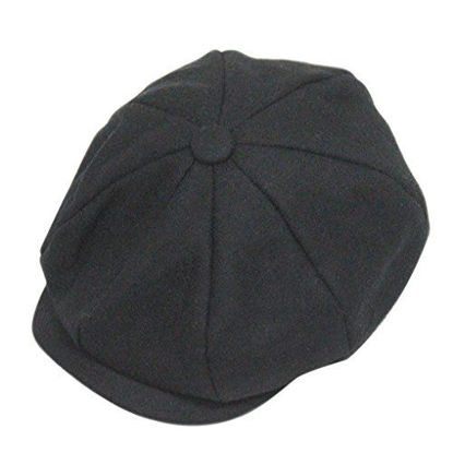 Picture of Unisex Winter Warm Baker Boy Newsboy Flat Cap Cheviot Tweed Beret Ivy Cabbie Cap Hat,Black,One Size
