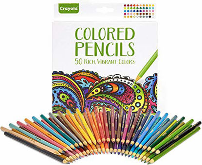 Picture of Crayola Colored Pencils, Adult Coloring, Fun At Home Activities, 50 Count, Multicolor
