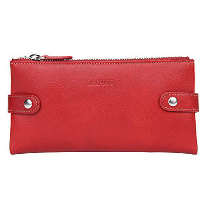 Picture of Banuce Full Grains Italian Leather Long Bifold Wallet for Women Clutch Purse Zipper Multi Card Organizer