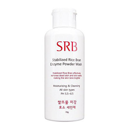 Picture of Korean Beauty (SRB) Rice Bran Enzyme Powder Face Wash and Scrub, Cleanses, Exfoliates, Brightens - 70 grams