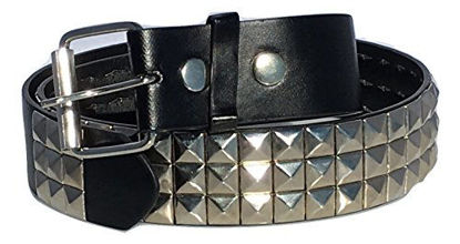 Picture of Dangerous Threads Black Studded Belt- 1 1/2" - Bright Nickel Pyramid Studs - Punk, Goth