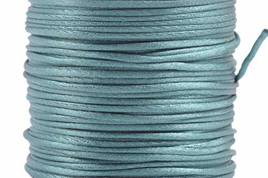 Picture of KONMAY 80 Yards 1.0mm Nylon Rattail Satin Silk Trim Cord Beading String for Chinese Knotting, Kumihimo, Beading, Macramé, Jewelry Making, Teal
