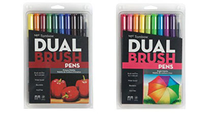 Picture of Tombow Dual Brush Pen Art Markers Set = Primary Colors (10 color pack) + Bright Colors (10 color pack)
