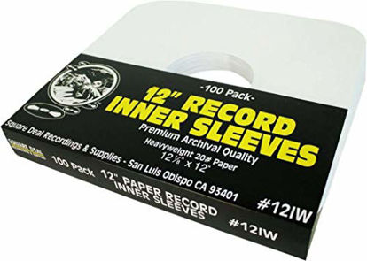 Picture of 12" Vinyl Record Sleeves - Heavyweight White Paper Inner Sleeves - Archival Quality, Acid-Free! Set of 100 #12IW