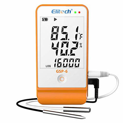 Picture of Elitech GSP-6 Temperature and Humidity Data Logger 2 Temperature Sensor Probes Temperature Recorder 16000 Points