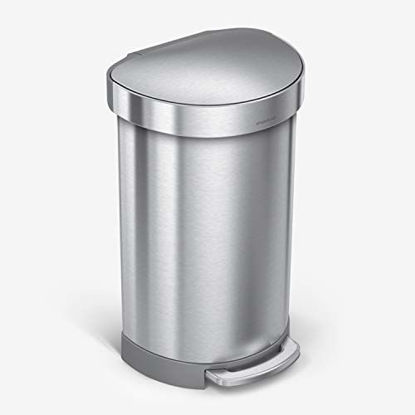 Picture of simplehuman 45 Liter/ 12 Gallon Semi-Round Hands-Free Step Trash Can, Brushed