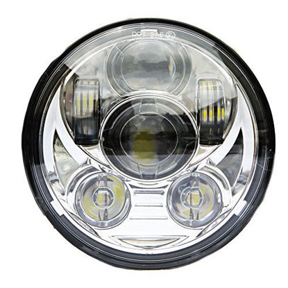 Picture of Wisamic 5-3/4 5.75 inch LED Headlight - Compatible with Harley Davidson Dyna Street Bob Super Wide Glide Low Rider Night Rod Train Softail Deuce Custom Sportster Iron 883-Silver