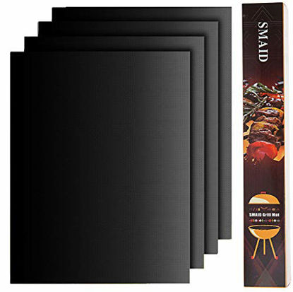 Picture of Smaid Grill Mat BBQ Grill Mats Non Stick - Grill mats for Outdoor Gas Grill,Reusable and Easy to Clean - Works On Gas, Charcoal, Electric Grill and More - 15.75 x 13 Inch