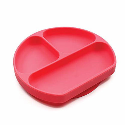 Picture of Bumkins Silicone Grip Dish, Suction Plate, Divided Plate, Baby Toddler Plate, BPA Free, Microwave Dishwasher Safe - Red