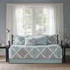 Picture of Madison Park Claire Daybed Size Quilt Bedding Set - Aqua, Grey , Leaf Geometric - 6 Piece Bedding Quilt Coverlets - Ultra Soft Microfiber Bed Quilts Quilted Coverlet