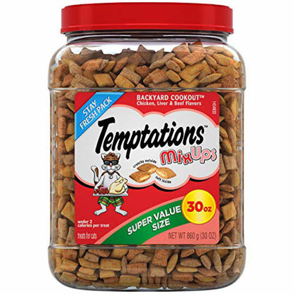 Picture of TEMPTATIONS MIXUPS Crunchy and Soft Cat Treats Backyard Cookout Flavor, 30 oz. Tub