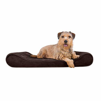 Picture of Furhaven Pet Dog Bed - Orthopedic Micro Velvet Ergonomic Luxe Lounger Cradle Mattress Contour Pet Bed with Removable Cover for Dogs and Cats, Espresso, Large