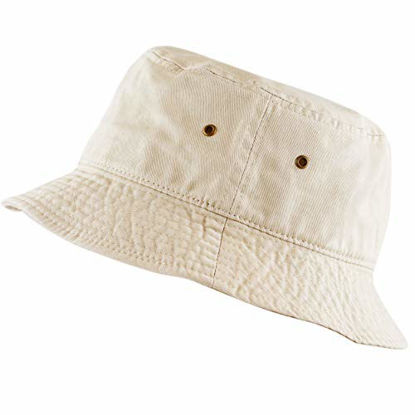 Picture of The Hat Depot 300N Unisex 100% Cotton Packable Summer Travel Bucket Hat (L/XL, Putty)