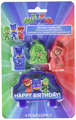 Picture of amscan PJ Masks Birthday Candles, One Size, Blue, Red, Green