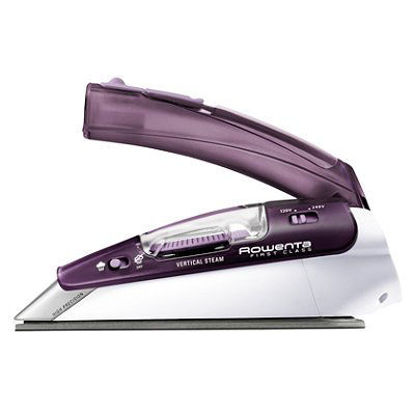 Picture of Rowenta DA1560 Travel-Ready 1000-Watt Compact Steam Iron Stainless Steel Soleplate 120-Volt and 240-Volt, 200-Hole, Purple