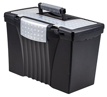 Picture of Storex Portable File Box with Organizer Lid, 17.13 x 9.63 x 11 Inches, Letter/Legal, Black (61510U01C)