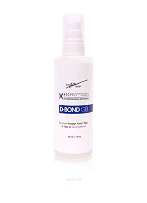 Picture of X10 Pro-Tools D Bond Gel Remover by The Hair Shop, Keratin Glue Fusion Pre Bonded U-Tip Adhesive Remover For Super Or Regular Keratip, Best for Keratin Glue, Tape-Ins and Shrinkies (4 oz Bottle)