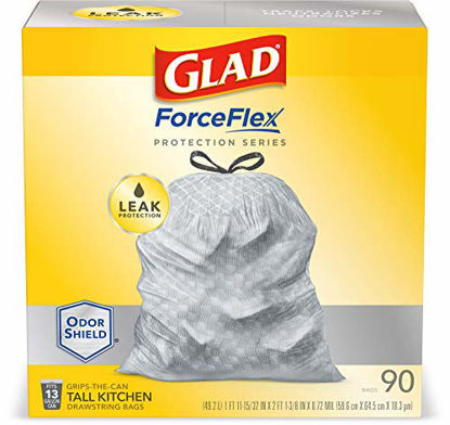 Picture of Glad Tall Kitchen Protection Series Drawstring Trash Bags -13 Gallon Grey Trash Bag - 90 Count (Package May Vary)