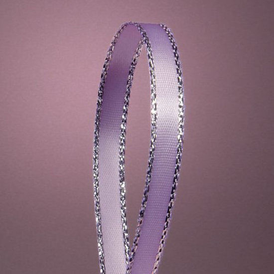 Picture of Lavender Satin Ribbon with Silver Border, 1/4" X 50Yd