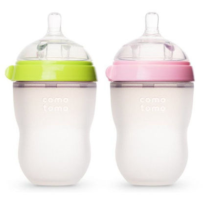 Picture of Comotomo Natural Feel Baby Bottles, Green & Pink, 250ml (8 oz)