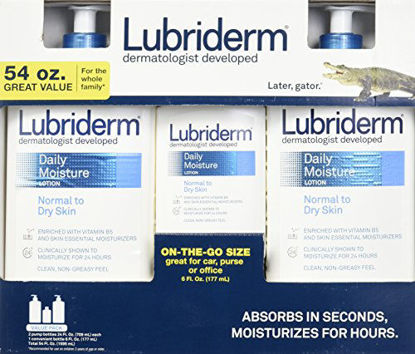 Picture of Lubriderm Daily Moisture Lotion Value Pack 2/24oz + 1/6oz = Total of 54 Oz.