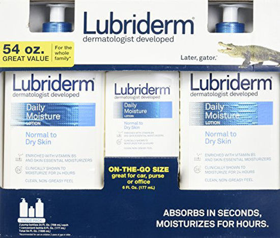 Picture of Lubriderm Daily Moisture Lotion Value Pack 2/24oz + 1/6oz = Total of 54 Oz.