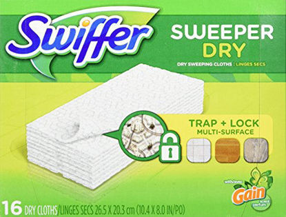Picture of Swiffer Sweeper Dry Sweeping Pad Multi Surface Refills for Dusters Floor Mop, Gain, 16 Count (Packaging May Vary)