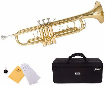 Picture of Mendini by Cecilio Gold Brass Standard Bb Trumpet with Hard Case, Gloves, 7C Mouthpiece, and Valve Oil