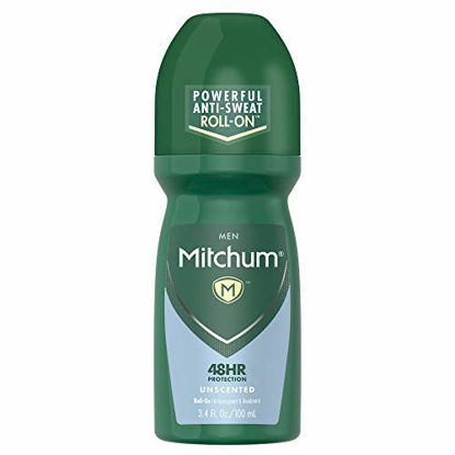 Picture of Mitchum Antiperspirant Deodorant Roll On for Men, 48 Hr Protection, Dermatologist Tested, Unscented, 3.4 oz