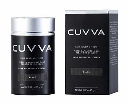 Picture of CUVVA Hair Fibers for Thinning Hair (BLACK) - Keratin Hair Building Fiber Hair Loss Concealer - Thicker Hair in 15 Seconds - 25g/0.87oz Bottle - For Men & Women