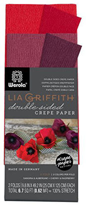 Picture of Lia Griffith Double Sided Crepe Paper Folds Roll, 6.7-Square Feet, Sangria and Aubergine, Cherry and Raspberry