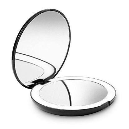 Picture of Fancii LED Lighted Travel Makeup Mirror, 1x/10x Magnification - Daylight LED, Compact, Portable, Large 5 Wide Illuminated Folding Mirror