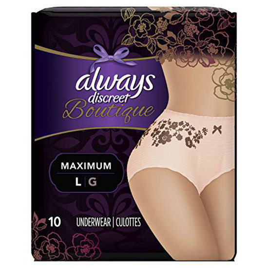 GetUSCart- Always Discreet Boutique Incontinence Underwear for Women,  Large, 10 Count