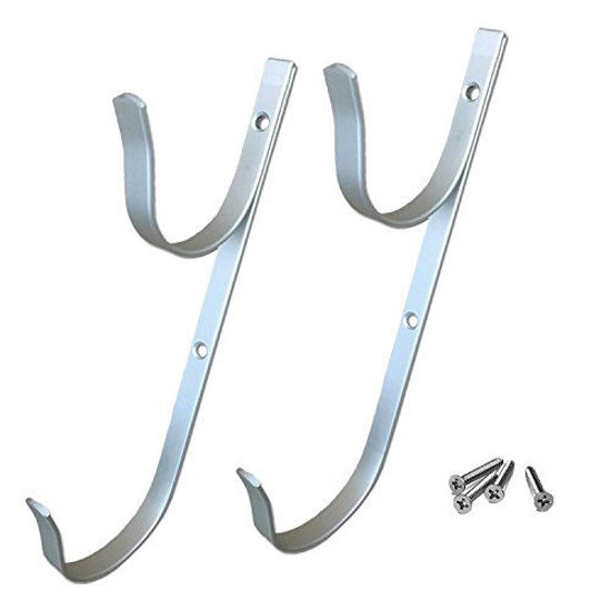 Picture of ATIE PoolSupplyTown Pool Aluminum Hangers for Telescopic Poles, Leaf Skimmer, Brushes, Vacuum Hose, Garden Tools - 2 Pcs Set