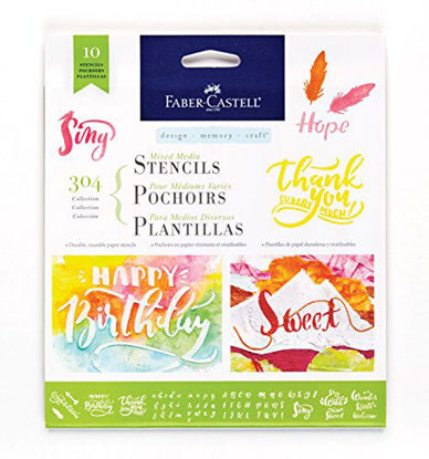 Picture of Faber-Castell Mixed Media Paper Stencils - 10 Reusable Graphic Stencils