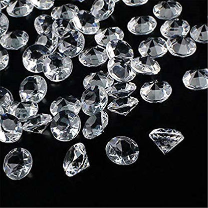 Picture of OUTUXED 300pcs 20mm Clear Wedding Table Scattering Crystals Acrylic Diamonds Gemstones Wedding Bridal Shower Party Decorations Vase Fillers, 1.5 LB, with 1 Large Velvet Pouch