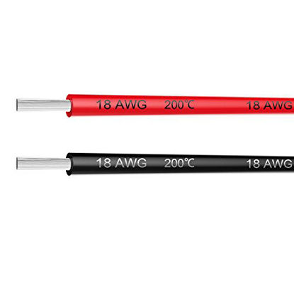 Picture of Electrical Wire 18 AWG 18 Gauge Silicone Wire Hook Up Wire Cable 20 Feet [10 ft Black and 10 ft Red] - Soft and Flexible 150 Strands 0.08mm of Tinned Copper Wire High Temperature Resistance (18AWG)
