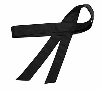 Picture of Women Obi Belt Fashion Solid Color PU Leather 4.5cm Wide Waist Band 70 Inch in Extra Size (black)