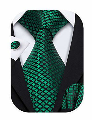Picture of Barry.Wang Emerald Green Silk Tie Set Tartan Ties for Men