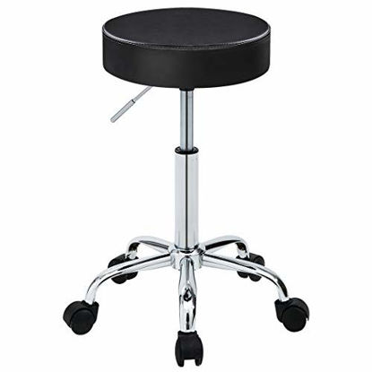 Picture of Duhome 410 Adjustable Height Swivel Medical Clinic Tattoo Spa Salon Stool with Wheels (Black)