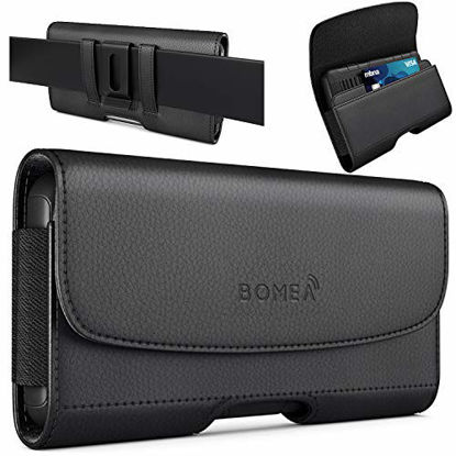 Picture of PiTau Cell Phone Holster for iPhone 11 Pro Holster, Premium Belt Case with Belt Clip Belt Loops and ID Card Holder Carrying Pouch Cover Fits Apple iPhone 11 Pro / Xs 10s/ X 10 with Other Case on-Black