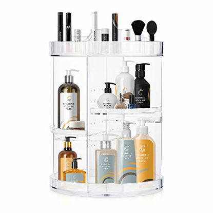 Picture of 360 Rotating Makeup Organizers and Storage, COOLBEAR Spinning Cosmetic Display Case with 6 Adjustable Layers for Bathroom Vanity Countertop, Fits Perfume Cream Skincare and More, Clear Acrylic