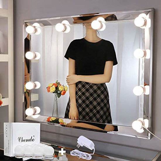 Picture of Chende Vanity Lights for Mirror, Hollywood Style Makeup Light Stick on, Large 10 Daylight Dimmable LED Bulbs with AC Adapter, for Makeup Vanity Table & Bathroom Mirror, Mirror Not Included